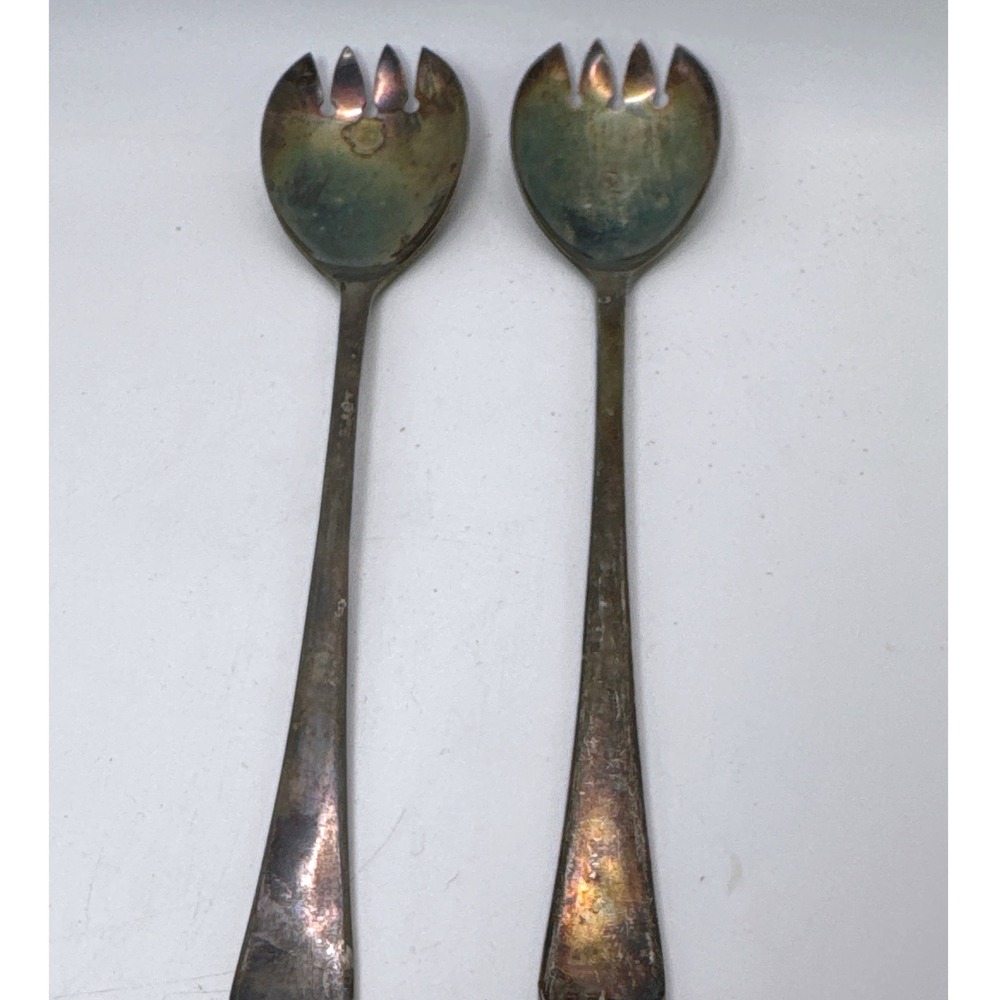 Vintage EPNS England Silver Plate Salad Servers Set of 2 Spork Style 8.5 Inch